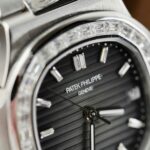 Patek Philippe Nautilus 5723 Gray Dial Imitation Watches Diamonds Moissanite Baguette Custom 40mm - Image 5