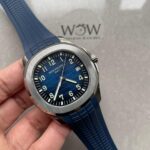 Replica PATEK PHILIPPE Aquanaut 5168G 42mm SS ZF 1:1 Best Edition Blue Dial on Blue Rubber Strap 324CS