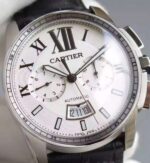 Replica Cartier JF Cartier Calibre de Cartier SS Chronograph White Dial Miyota 9100 - Image 4