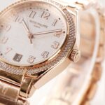 Fake Diamond Watch Replica Patek Philippe Twenty~4 Ladies Rose Gold Silver Dial 7300/1200R-010(1:1 replica) - Image 3