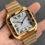 Fake cartier watch Santos large model mechanical movement Santos De Cartier Large Yellow Gold WGSA0029 GF(1:1 replica) - Image 8