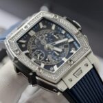 Hublot Spirit Of Big Bang Titanium Dial Blue Custom Moissanite Diamonds Hong Kong 42mm - Image 5