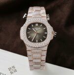 Patek Philippe Nautilus 5711 Replica Watch Gold Wrapped + Moissanite Diamonds Hong Kong Custom 40mm - Image 2
