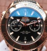 Replica Omega Planet Ocean Master Chronometer RG Black Bezel Black Dial Leather A9301 - Image 3