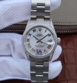 Replica Rolex DateJust 31mm 178383 Diamonds Bezel Roman Markers White Dial A2235