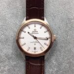 Replica Omega Globemaster Master Chronometer White Dial RG Bezel Leather Strap A8913