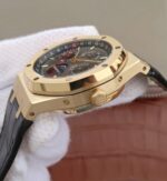 Replica Audemars Piguet JF Royal Oak 41mm 26574 YG Black Dial Leather Strap A5134 - Image 8