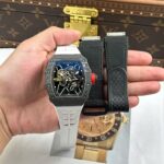 Richard Mille RM35-01 Rafael Nadal Carbon NTPT Best Copies Watches White Rubber Strap ZF Factory 49,9x43mm