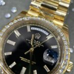 Rolex Day-Date Clone Watch Black Dial Moissanite Diamonds Custom 40mm - Image 4