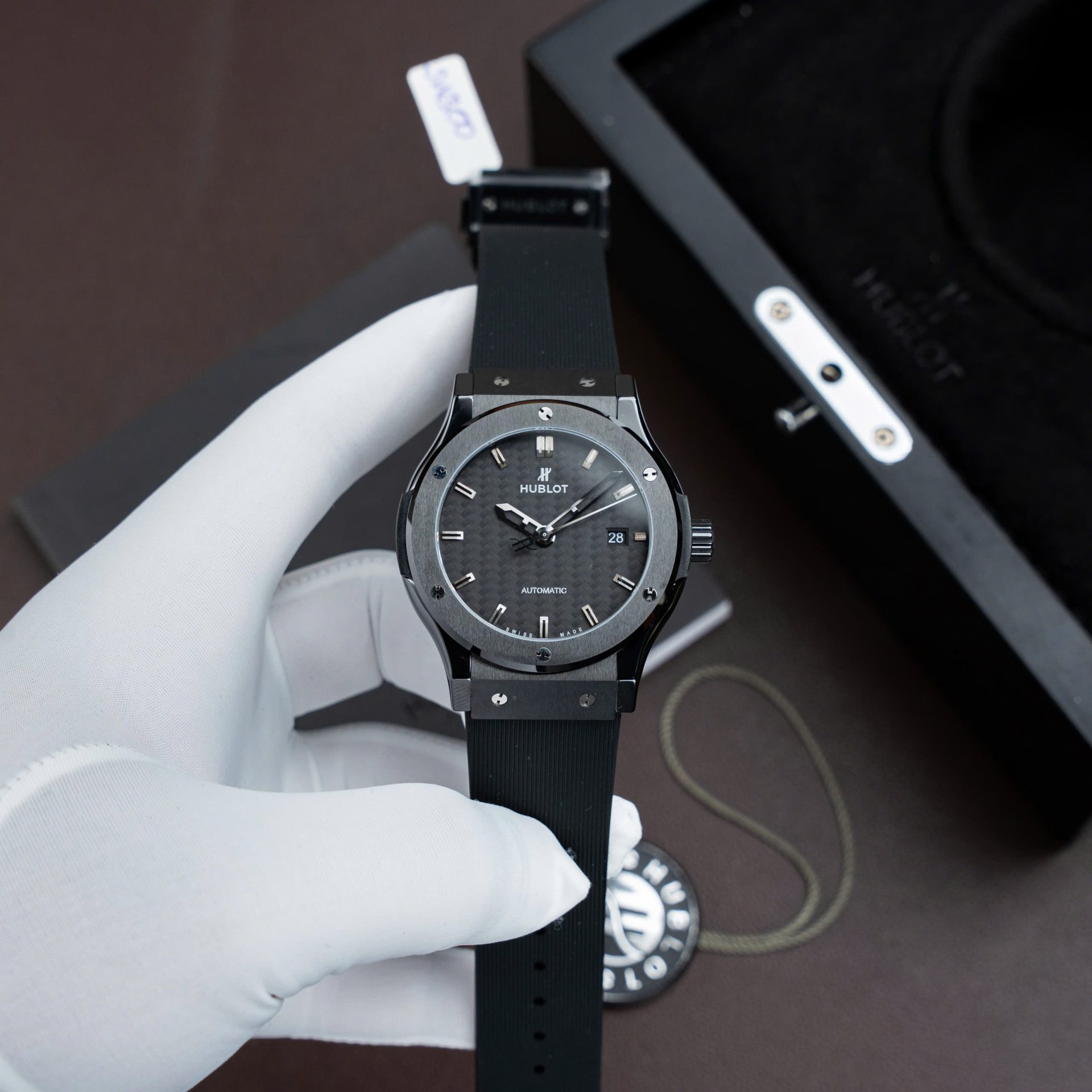 FFC391E4-7507-D41B-B16F-6C1C0177A7A8.jpg Hublot Classic Fusion Ceramic Replica Watch Carbon Dial Rubber Strap 42mm - Image 1