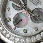 Rolex Daytona Dial MOP Replica Watch Number Pile + Bezel Diamonds Moissanite Custom 40mm - Image 8