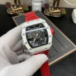 Richard Mille RM 35-01 Replica Rafael Nadal White Carbon Case Red Strap Watch | Swiss Movement, Skeleton Dial - Image 4