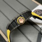 Swiss Replica Richard Mille RM 12-01 Tourbillon Watch ?C Bold Yellow Fabric Strap, Carbon Fiber Barrel Case, Skeleton Dial - Image 5
