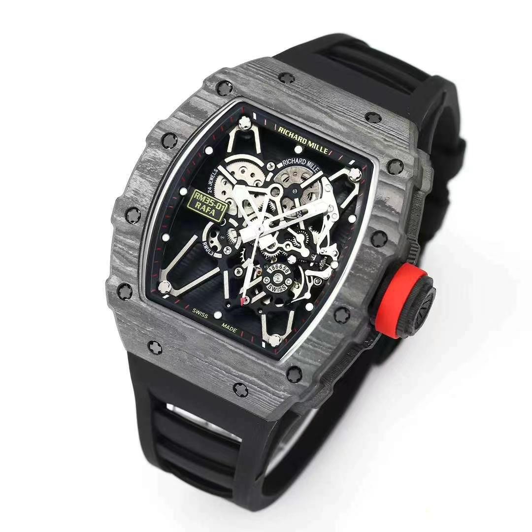 f5328fd81ac26d726380056d8bbb4883.jpg Richard Mille RM 35-01 Rafael Nadal Replica Swiss Watch ?C Skeleton Dial, NTPT Carbon Case, Black Rubber Strap - Image 1